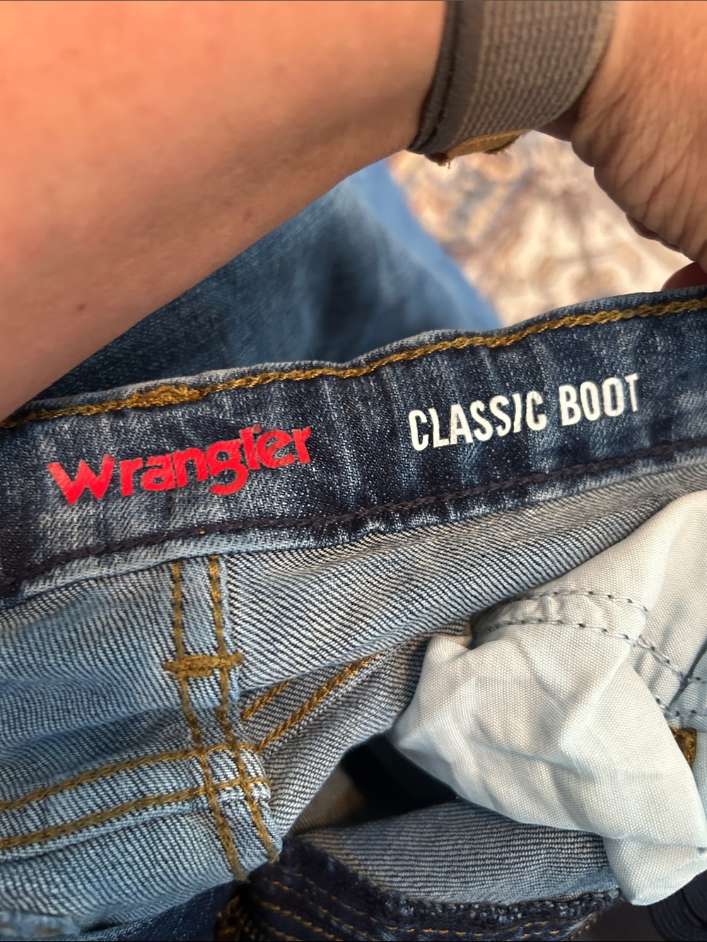 Wrangler Classic Boot Jeans - Red Logo on Blue Denim